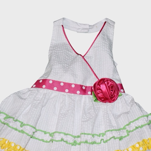 Jessica Ann Toddler Girls Rainbow Ruffle Halter Dress - Picture 4 of 5
